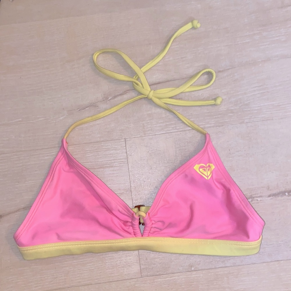 Roxy Pink & Yellow Triangle Bikini Top